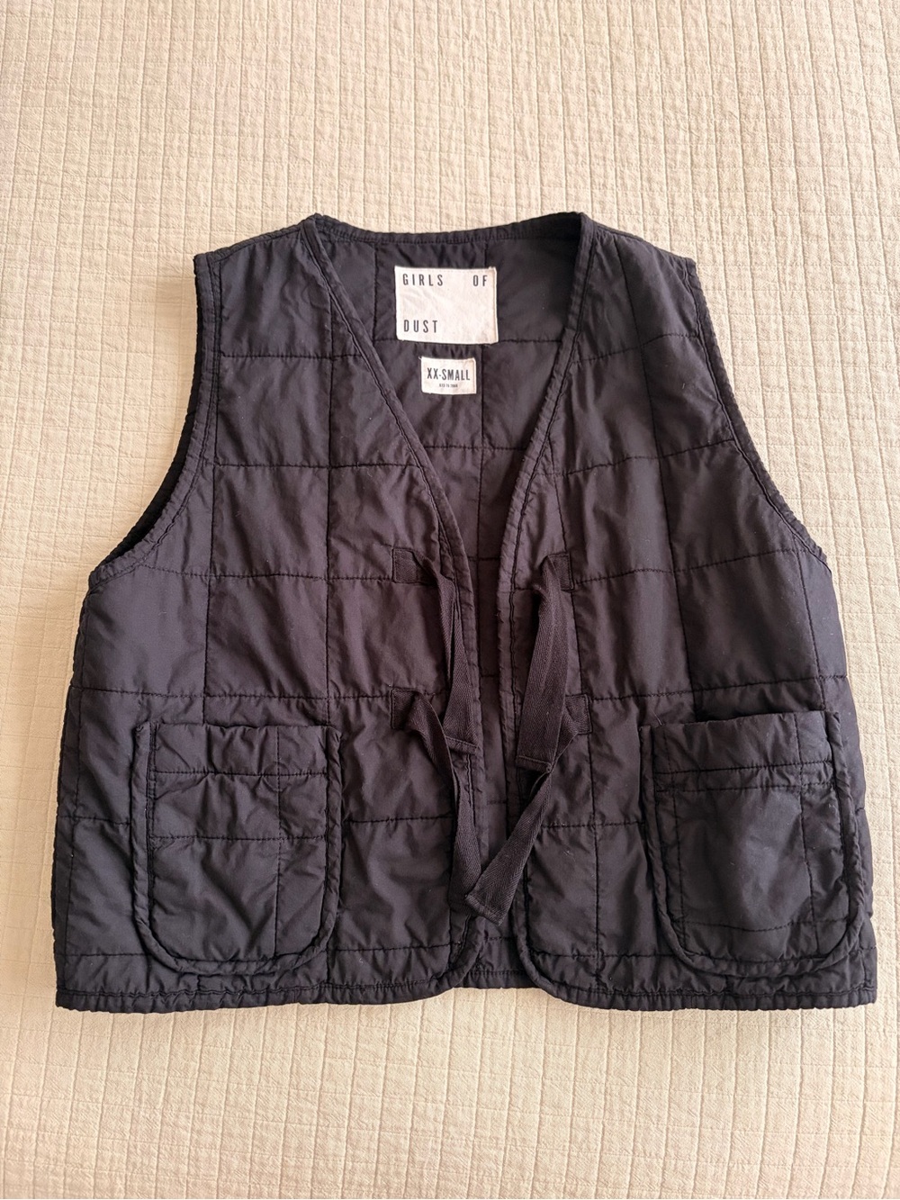 Girls of Dust Quilted Tie-Front Vest - Black